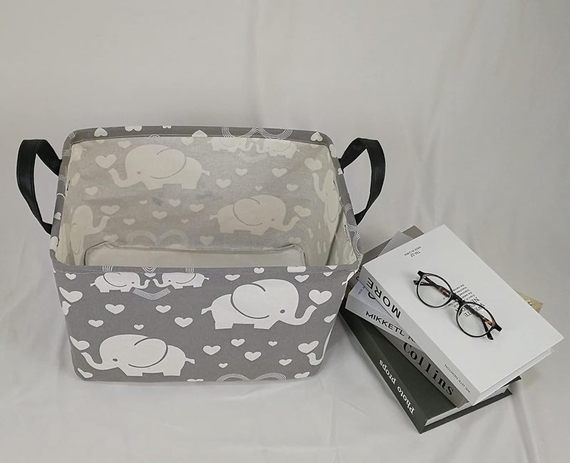 DUYIY Elephant Print Canvas Storage Basket - Image 5